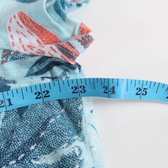 Chico’s Size 3 Blue Tropical Floral Tee Short Sleeve Pocket Cotton Top - Picture 7 of 8